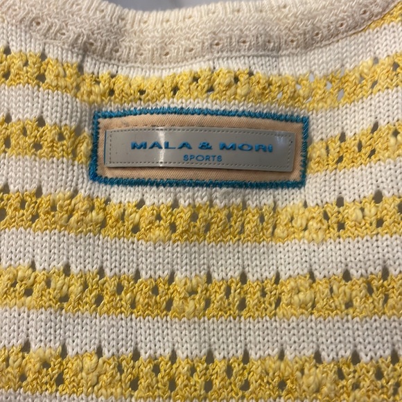Vtg yellow striped Mala & Mori Sports Sylvester Cat embroidered knit vest top S - Picture 5 of 10